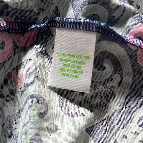 Lilly Pulitzer Robin Blue Pink Short Sleeve Behind The Gate Prima Cotton Size XS - Picture 11 of 11